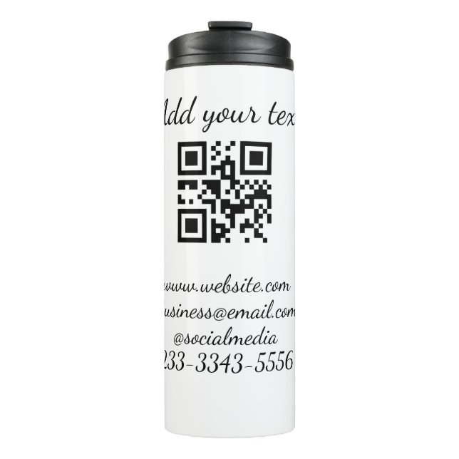 Termo personalizado simple código QR agregar su nombre t (Anverso)