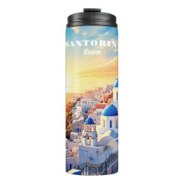 Termo Personalizado Texto Santorini Grecia Atardecer