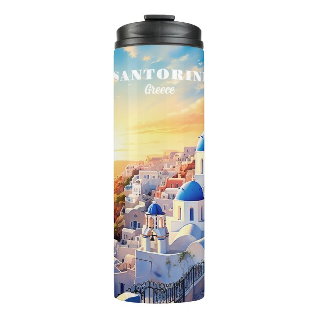 Termo Personalizado Texto Santorini Grecia Atardecer (Anverso)