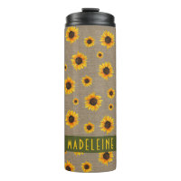 Personalizado verde aceituna con flor de girasol