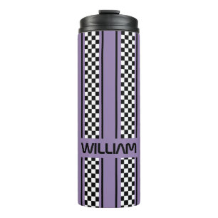 Termo Personalizado Violet Purple Black Race Sport Strip