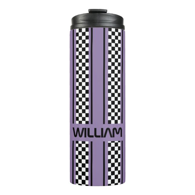 Termo Personalizado Violet Purple Black Race Sport Strip (Anverso)