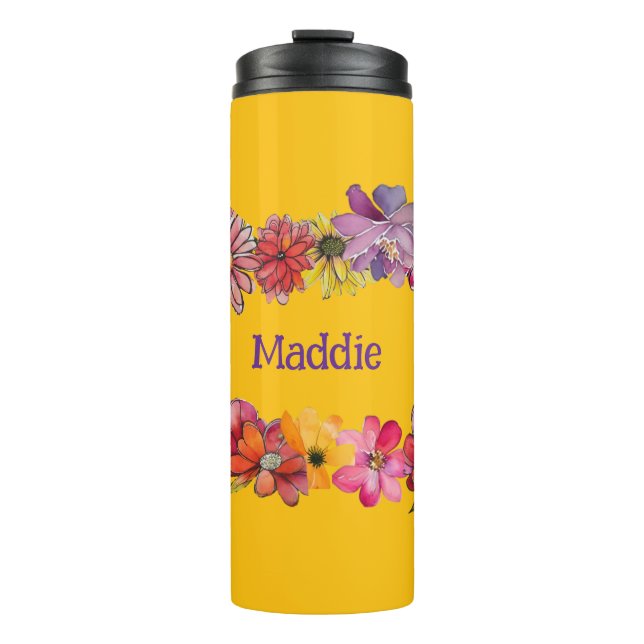 Termo Personalizar. Alegre poder de flores de los años 7 (Anverso)