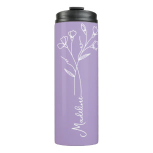 Termo Personalizar nombre, April Birth Flower Light Purp