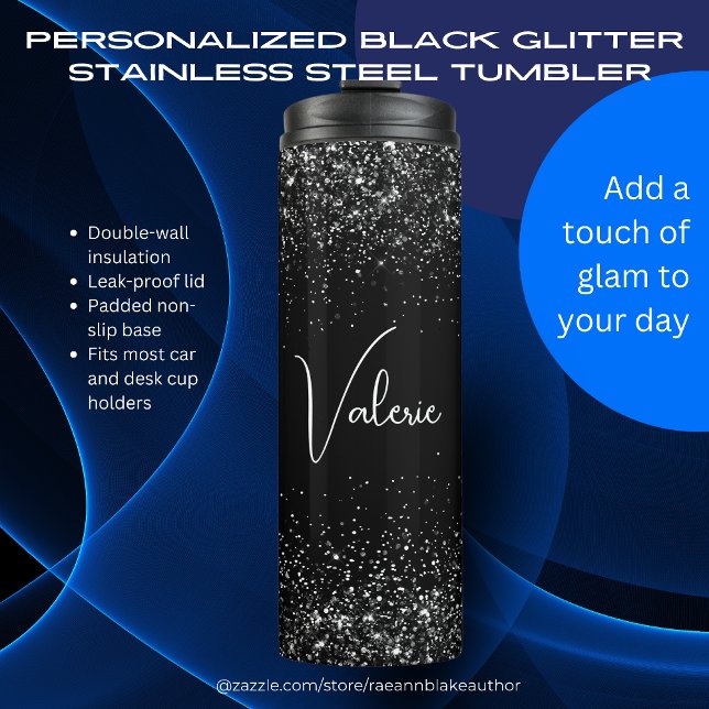 Termo Personalized Black Glitter Stainless Steel  (Subido por el creador)
