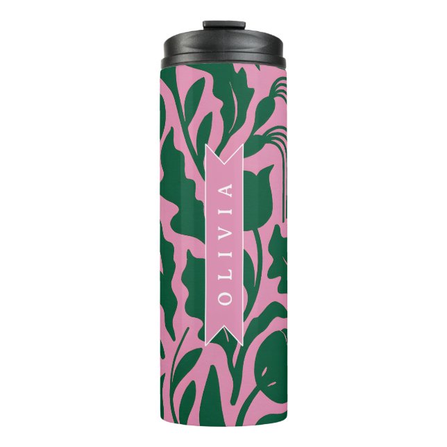 Termo Personalized Bold Pink Botanical Floral Name Gift (Anverso)