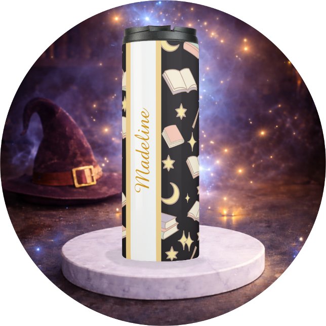 Termo Personalized Bookish Girly Dark Magic Cute Name (Subido por el creador)