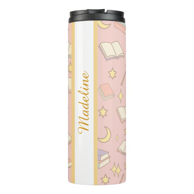 Termo Personalized Bookish Girly Magic Time Pink Name (Reverso)