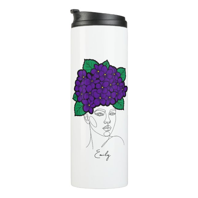 Termo Personalized February Birth Flower Crown Art (Rotado hacia la derecha)