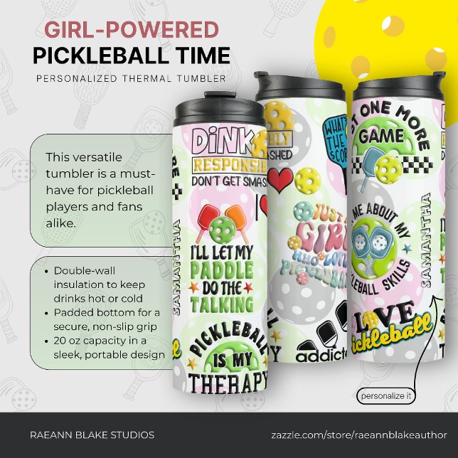 Termo Personalized "Girl-Powered Pickleball Time" (Subido por el creador)