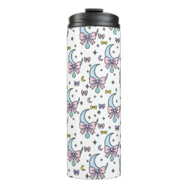 Termo Personalized Girly Cute Bow Name Moons White