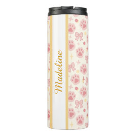 Termo Personalized Girly Pink Cat Paw Cute Bow Name