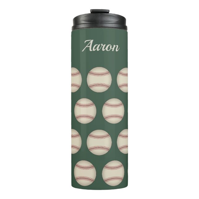 Termo Personalized Green Baseball Thermal Tumbler Gift  (Anverso)