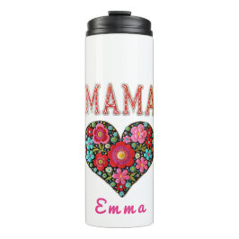 Termo Personalized Mama Heart Floral Custom Gift