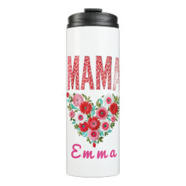 Termo Personalized Mama Heart Floral Custom Gift