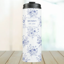 Termo Personalized Mothers Day Blue Flowers Floral