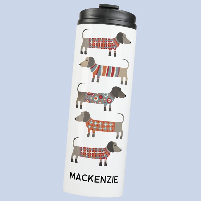 Termo Personalized Name Dachshund Wiener Sausage Dog (Personalized custom name Dachshund Wiener Sausage Dog fun thermal tumbler)