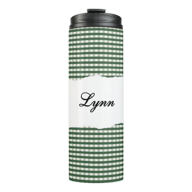 Termo Personalized Name Green Gingham Pattern (Anverso)
