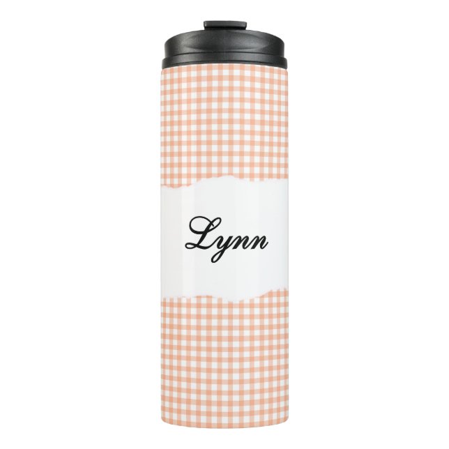 Termo Personalized Name Orange Gingham Pattern (Anverso)