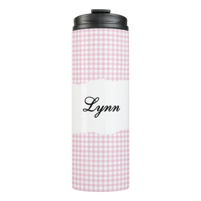 Termo Personalized Name Pink Gingham Pattern (Anverso)