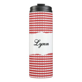 Termo Personalized Name Red Gingham Pattern
