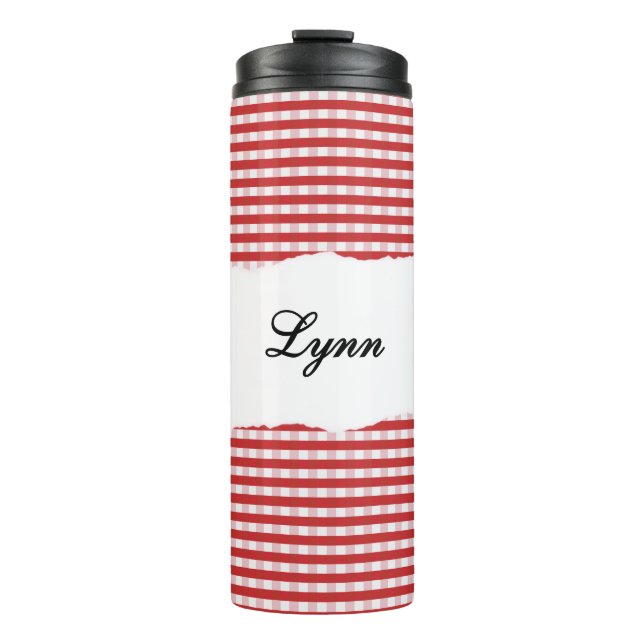 Termo Personalized Name Red Gingham Pattern (Anverso)