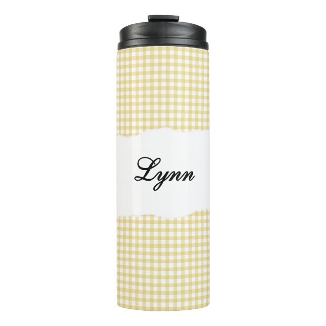 Termo Personalized Name yellow Gingham Pattern (Anverso)