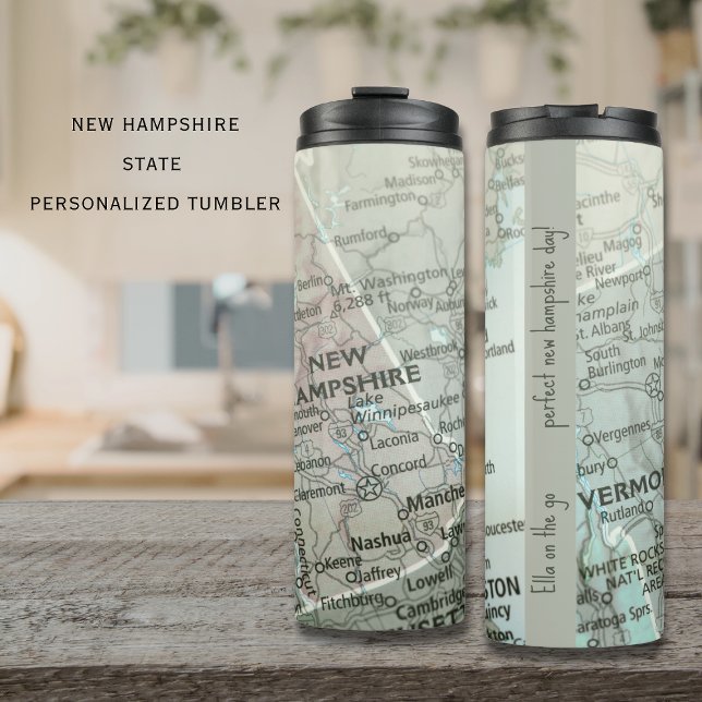 Termo Personalized New Hampshire Map Granite State (Subido por el creador)