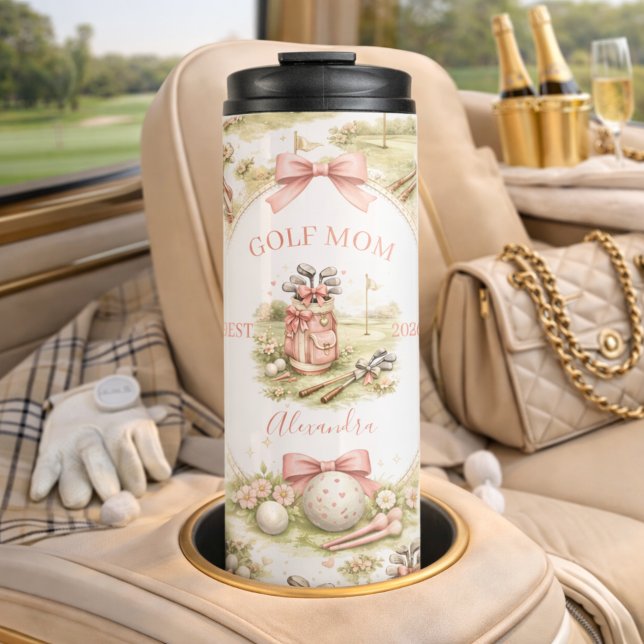 Termo Personalized Pink Bow Golf Mom Gift (Subido por el creador)