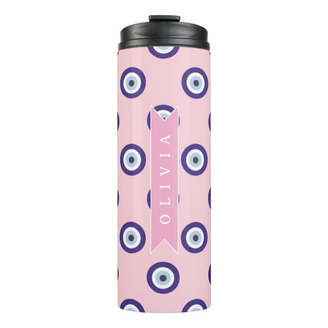 Termo Personalized Pink Evil Eye Pattern Gifts With Name (Anverso)