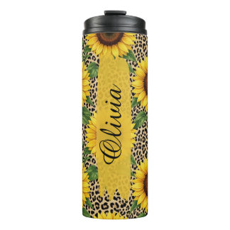 Termo Personalized Sunflower Leopard 16oz Thermal Cup