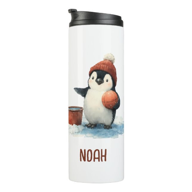Termo Personalized Winter Penguin Basketball Kid (Rotado hacia la derecha)