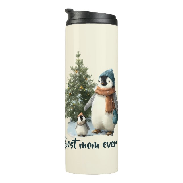 Termo Personalized Winter Penguin “Best Mom Ever” (Rotado hacia la derecha)