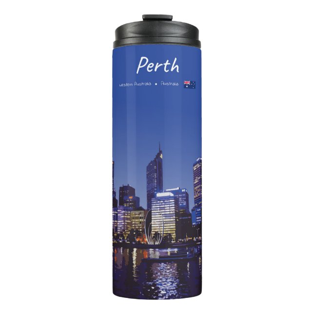 Termo Perth, Australia - Horizonte de la ciudad de noche (Anverso)