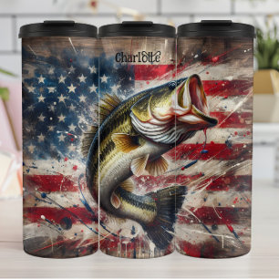 Termo Pesca de ganado: Patriótico, Bandera Americana