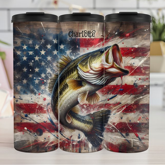 Termo Pesca de ganado: Patriótico, Bandera Americana (Subido por el creador)