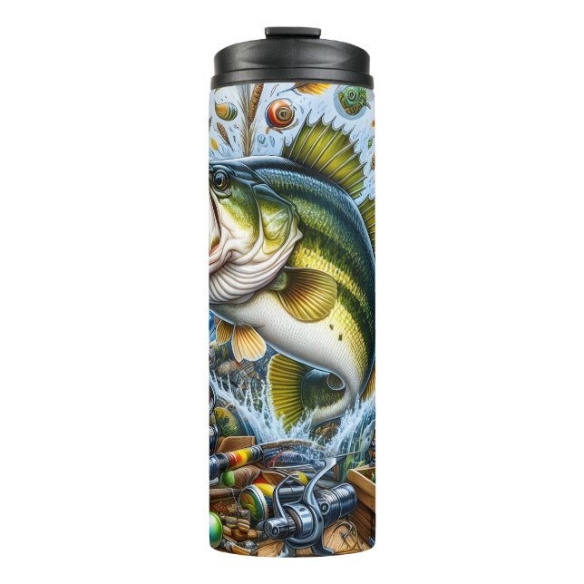 Termo Pesca de Lubina de Boca Grande de Agua Dulce  (Anverso)