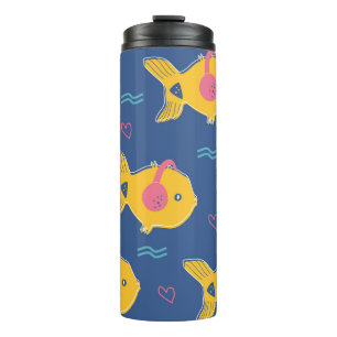 Termo Pescados musicales: Patrón Personalizado Vintage.