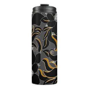 Termo Pétalos de medianoche - Patrón floral elegante