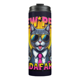 Termo Pew Pew Madafakas Guay Cat con estilo y pistolas