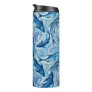 Termo Pez Azul Místico Fluyendo Armonía