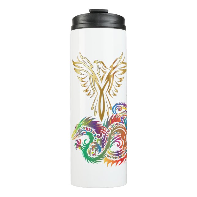 Termo Phoenix y el Dragon Oriental Ying Yang Design (Anverso)