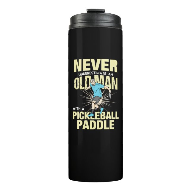 Termo Pickleball - Anciano Con Una Pala De Pickleball (Anverso)