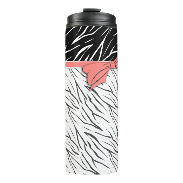 Termo Piel de cebra tigre blanco negro rayas de cuero ro (Anverso)