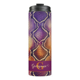 Termo Piel de serpiente morada y dorada monogramada