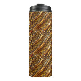 Termo Piel de serpiente verde y diseño oscuro dorado