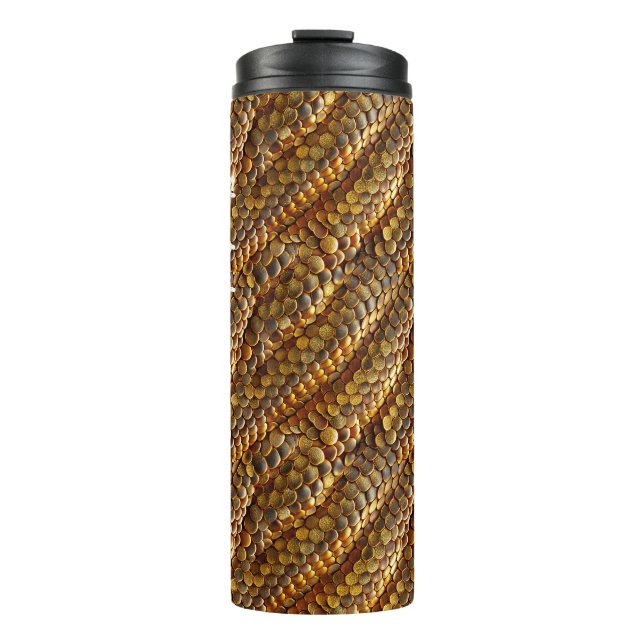 Termo Piel de serpiente verde y diseño oscuro dorado (Anverso)