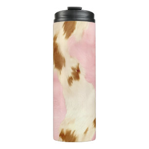 Termo Piel de vaca marrón crema rosa de vaca