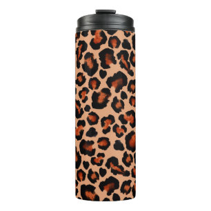 Termo Pieles de leopardo, acuarela, fondo sin costuras.