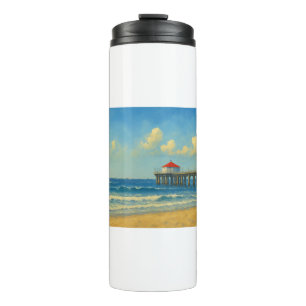 Termo Pier de Manhattan Beach con techo rojo